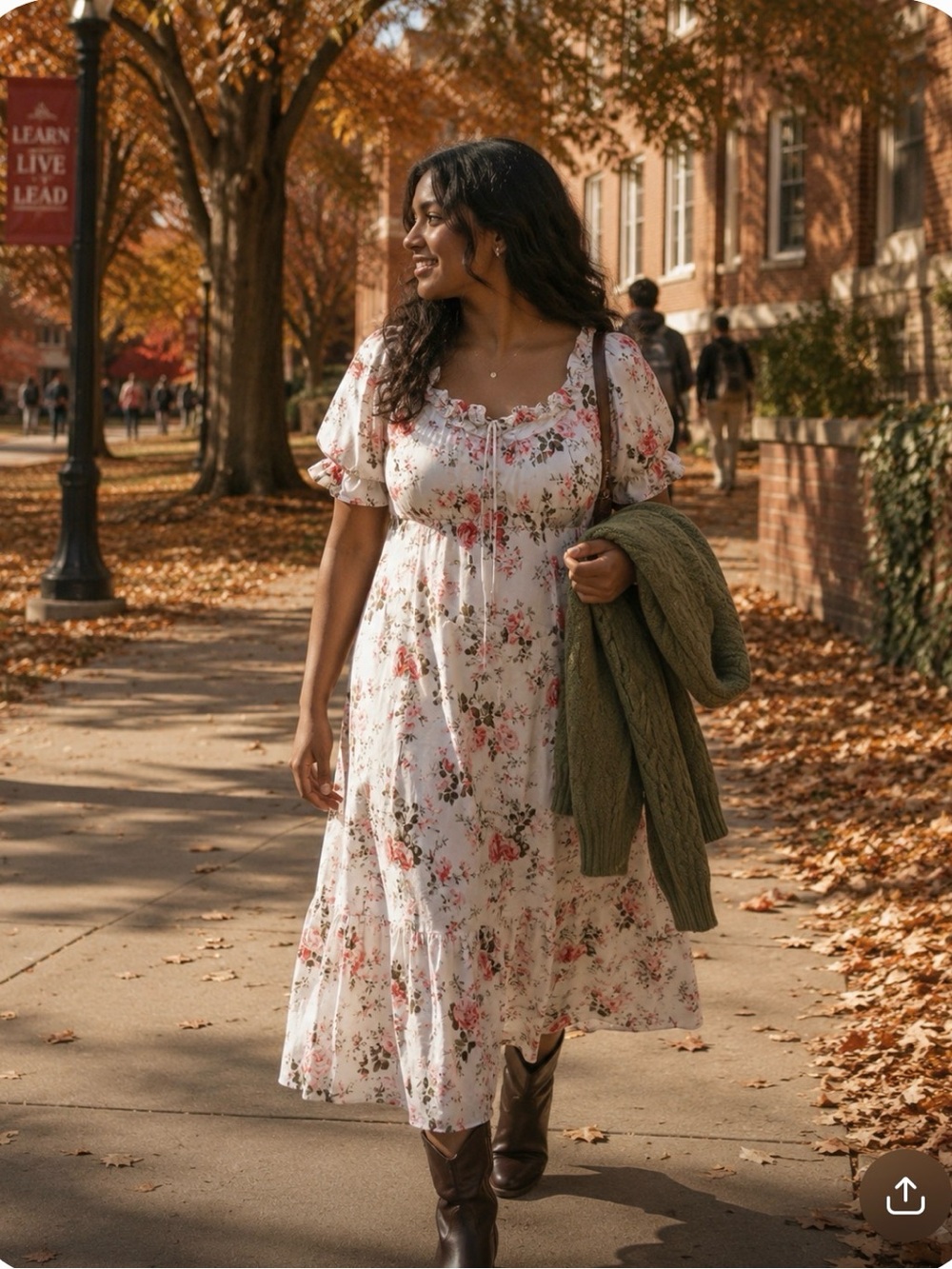 White Floral Summer Cottagecore Maxi Dress with Pink Rose Print Size XL